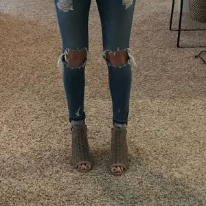 Raya Laser Cut Peep Toe Bootie